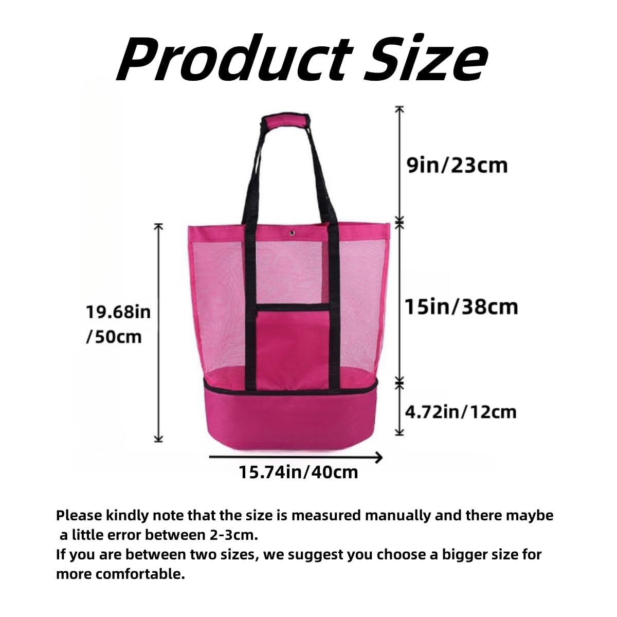 Beach Tote Bag with Detachable Cooler, Mesh Picnic Bag with Zipper for Women Men Dry and Wet Separation Insulation Pack - Image 2