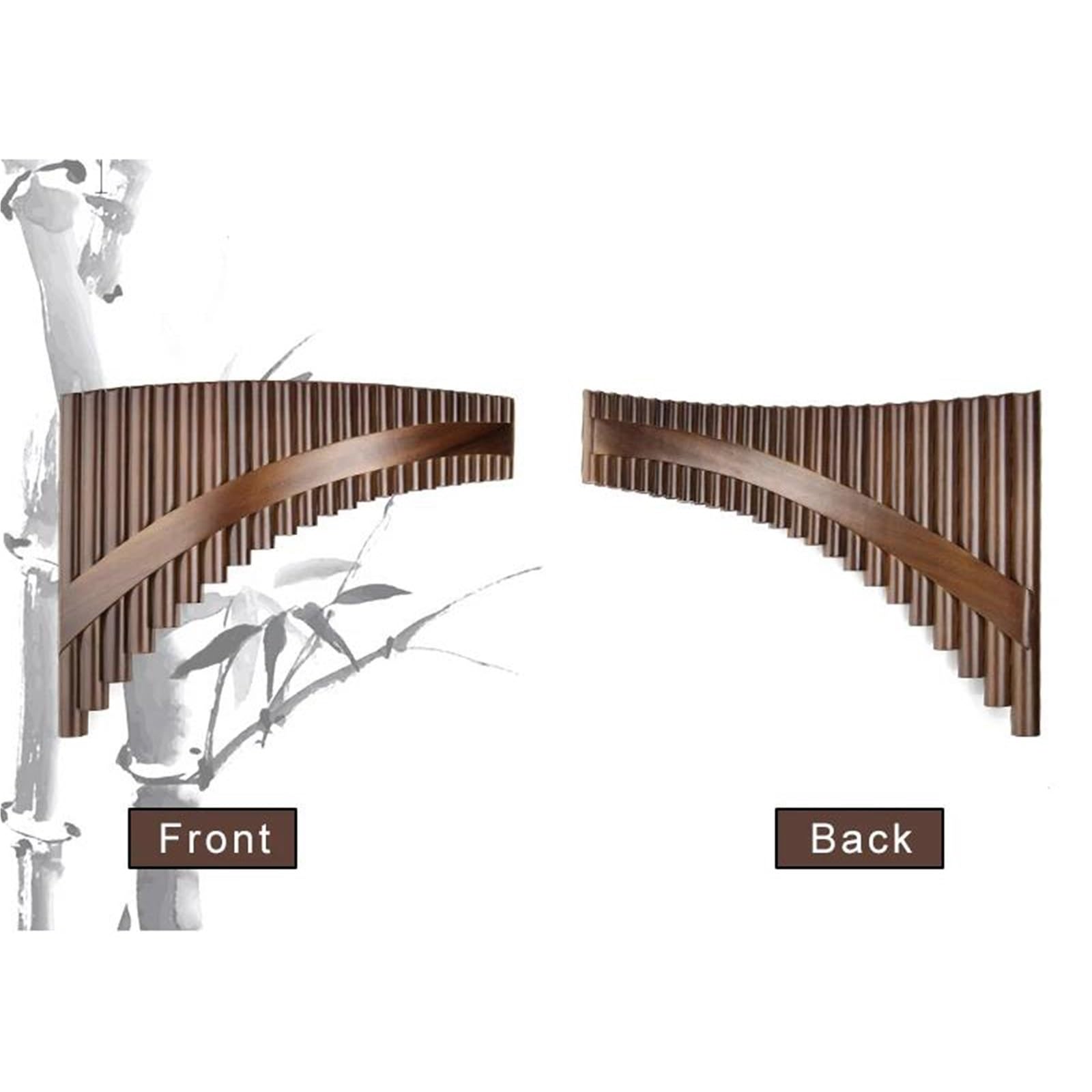 Pan Flute Instrument 22 Pipes Slat Pan Flute G Key Brown Pan Pipes Woodwind Instrument Bamboo Pan Flute(Left)