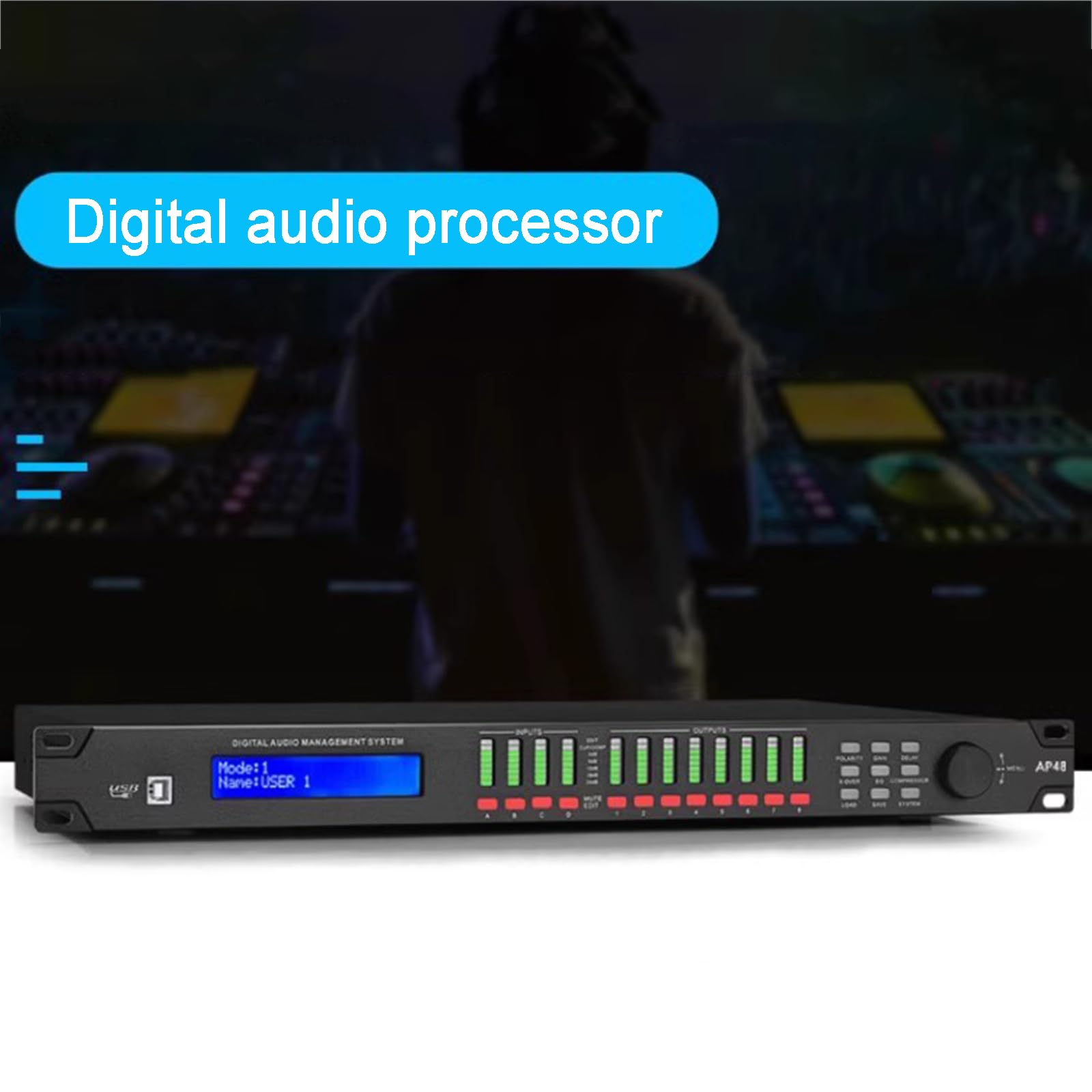 Processore Audio Digitale Professionale, Crossover per Altoparlanti, Matrice all-in-One con Equalizzatore, Mixer, Processore di Effetti E Delayer, Impostabile Tramite Interfaccia PC