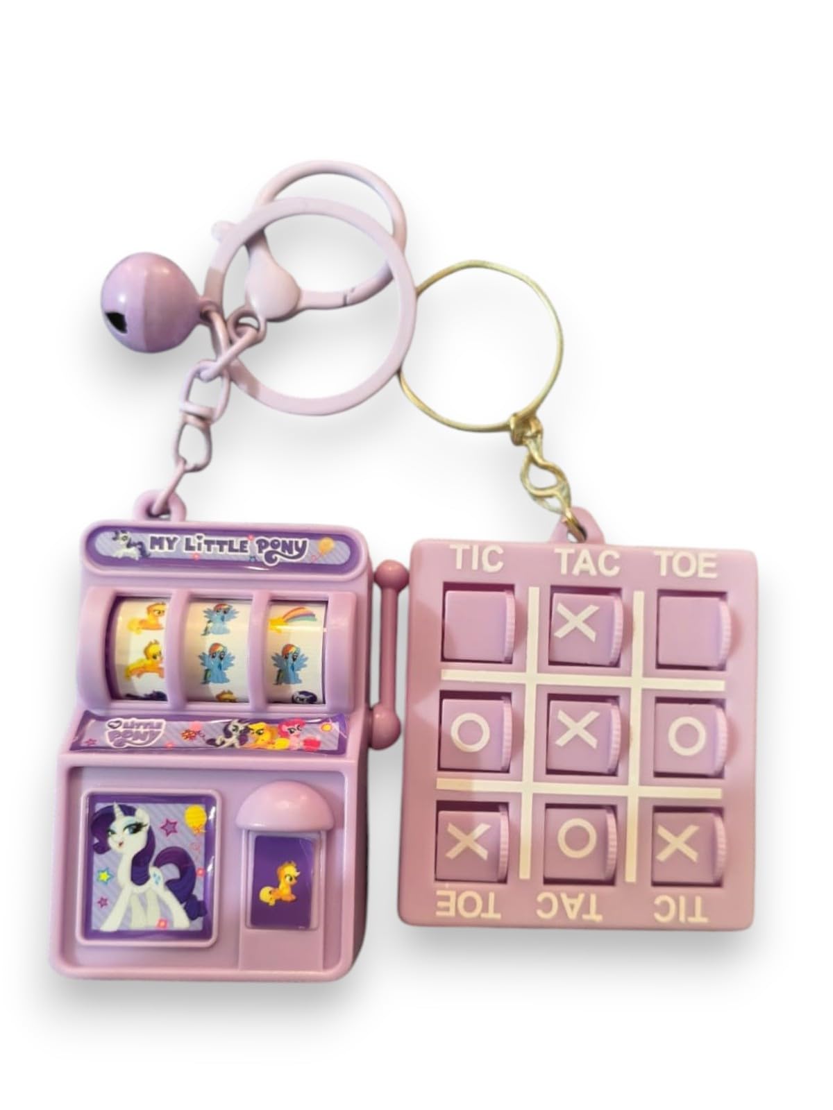Kids Portable Game Keychain Set, Lucky Jackpot Slot Machine and Rotating Tic Tac Toe Puzzle, Birthday Party Favours, Backpack Accessories Keyrings with Charm Bells-image-16