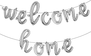 16 inch Welcome Home Balloon Banner Style Balloons Foil Letter Balloon Anniversary Celebration Party Decorations (L WELCOME HOME SILVER)