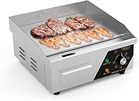 Vista 1 de Bonnlo Plancha comercial de 14 pulgadas y 1500 W con encimera de acero inoxidable, plancha plana, control de temperatura ajustable de 122-572 ℉
