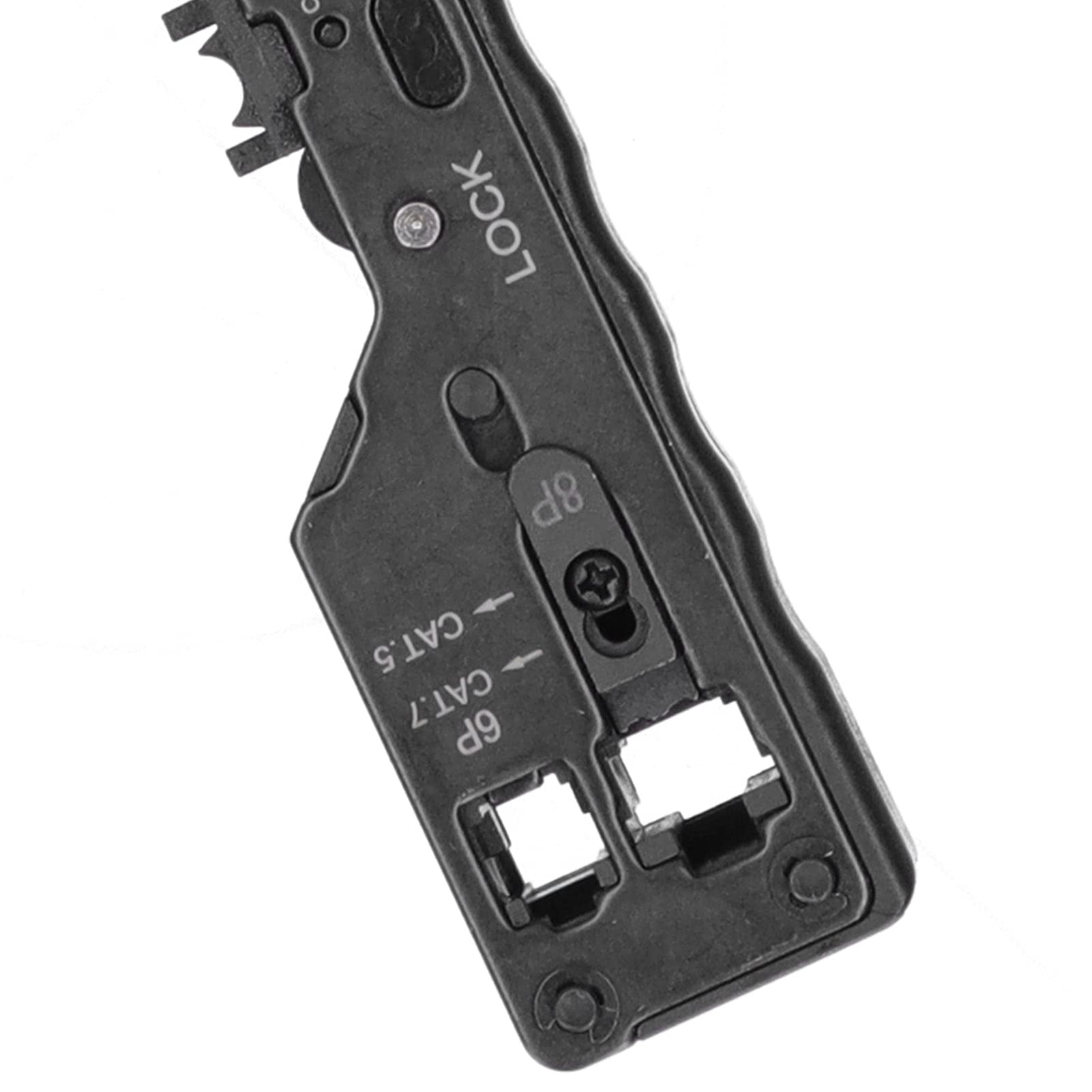 Pince à sertir professionnelle pour câbles réseau, à cliquet, pour connecteurs RJ45 et RJ12 (Cat5e, Cat6, Cat7). Construction en acier à haute teneur en carbone avec poigné