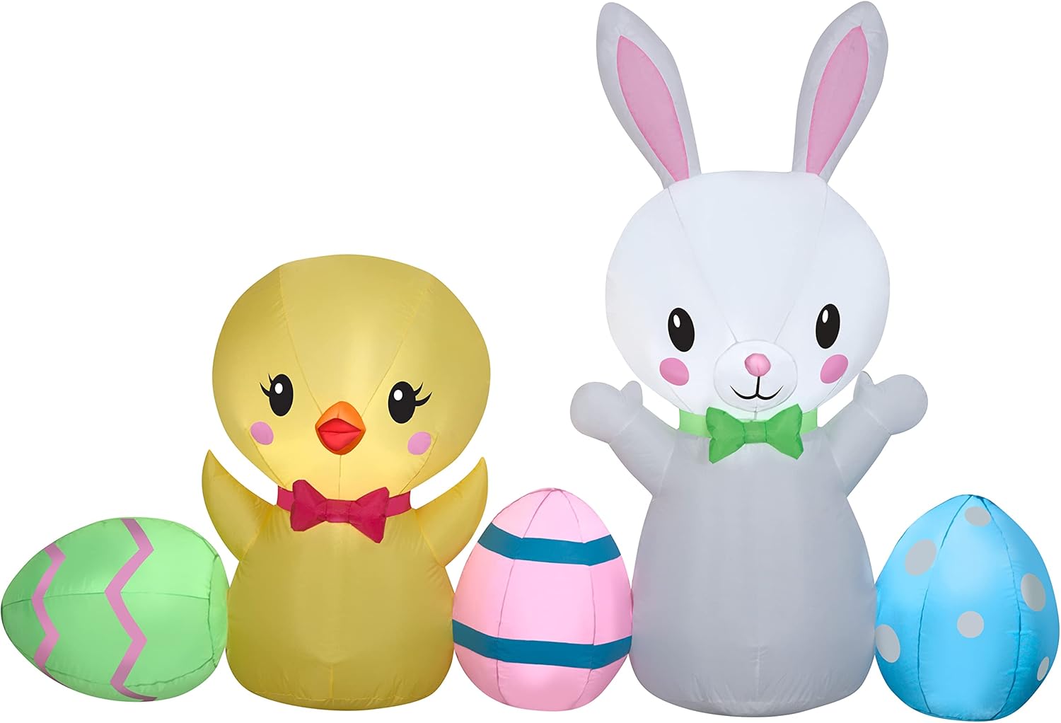 6 1/2' Gemmy Airblown Inflatable Easter Collection Scene w/Easter Bunny, Chick, and Eggs Yard Decoration 440800