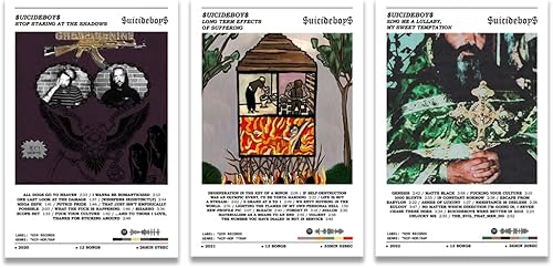 NeuroSynth Uicideboy - Póster en lienzo con cubierta de álbum de música suicida, paquete de 3 impresiones artísticas para pared, para dormitorio,
