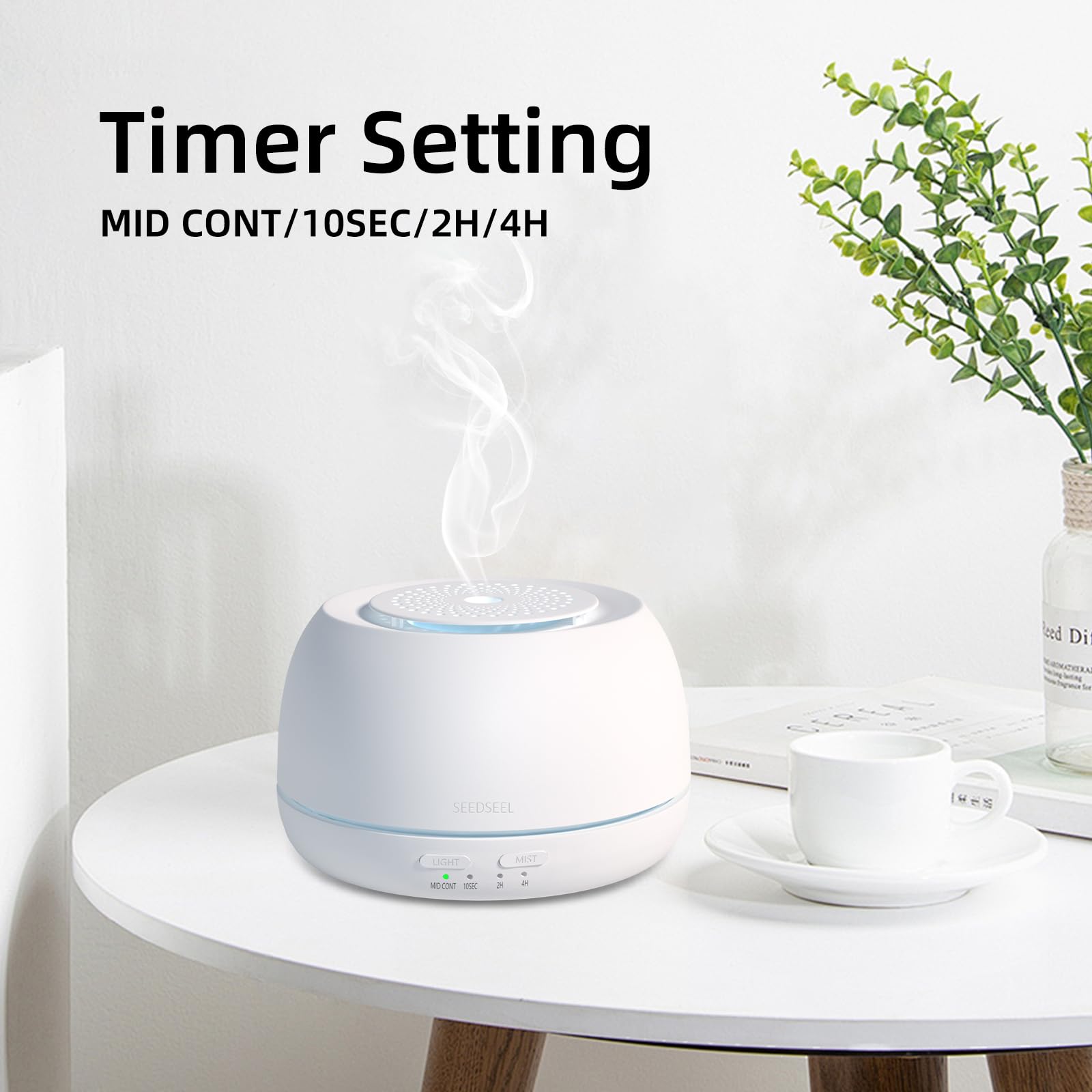 SEEDSEEL Diffusore di oli essenziali da 300 ml, 8 ore di autonomia, diffusore per aromaterapia con telecomando, luci LED a 7 colori per casa, camera da letto