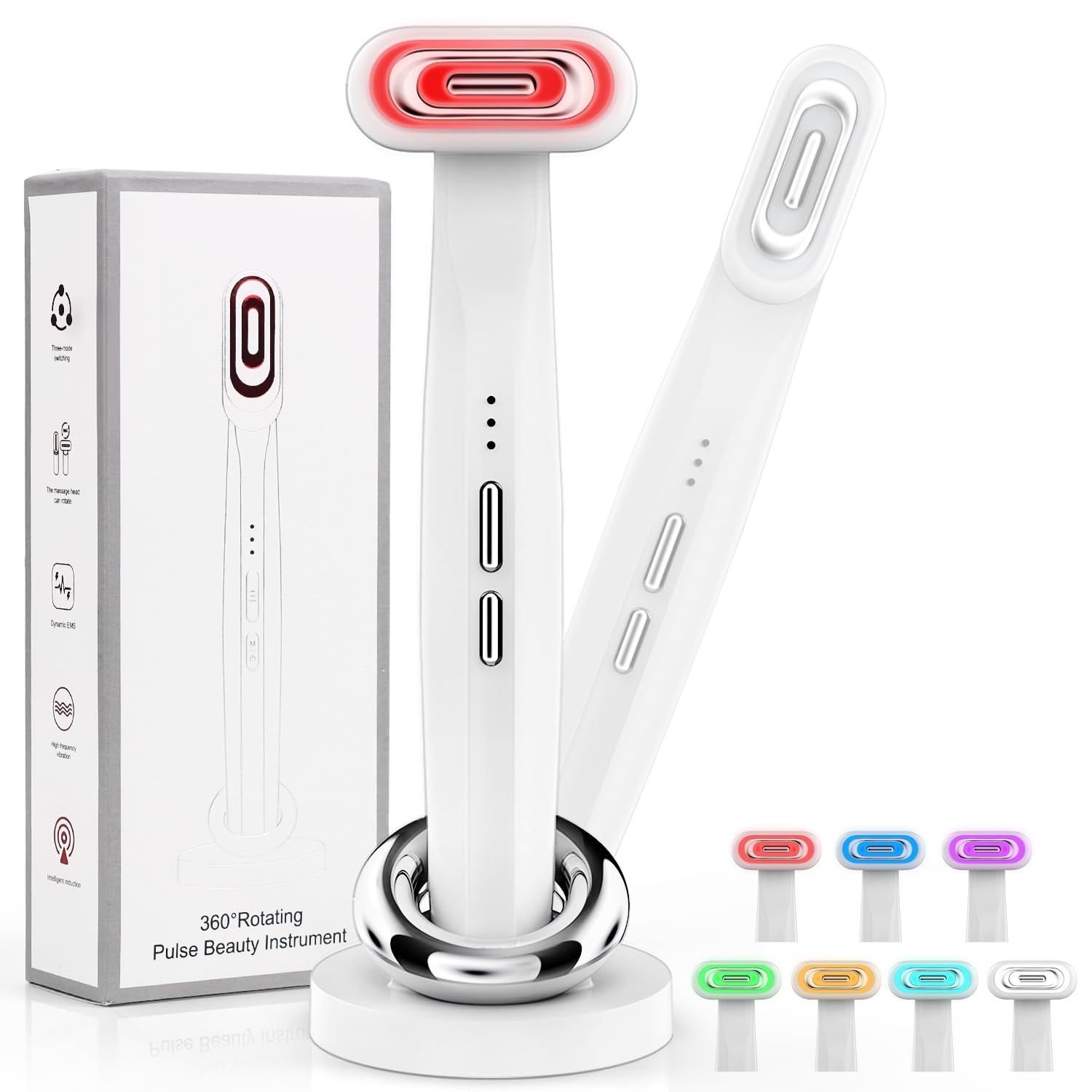 Red Light Therapy Wand for Eyes and Face 4-in-1 Facial Wand 7 Colors High Frequency Wand Eye Massager, EMS Microcurrent Face Lift Device Improves Skin Firmness Suitable for Home Skin Care