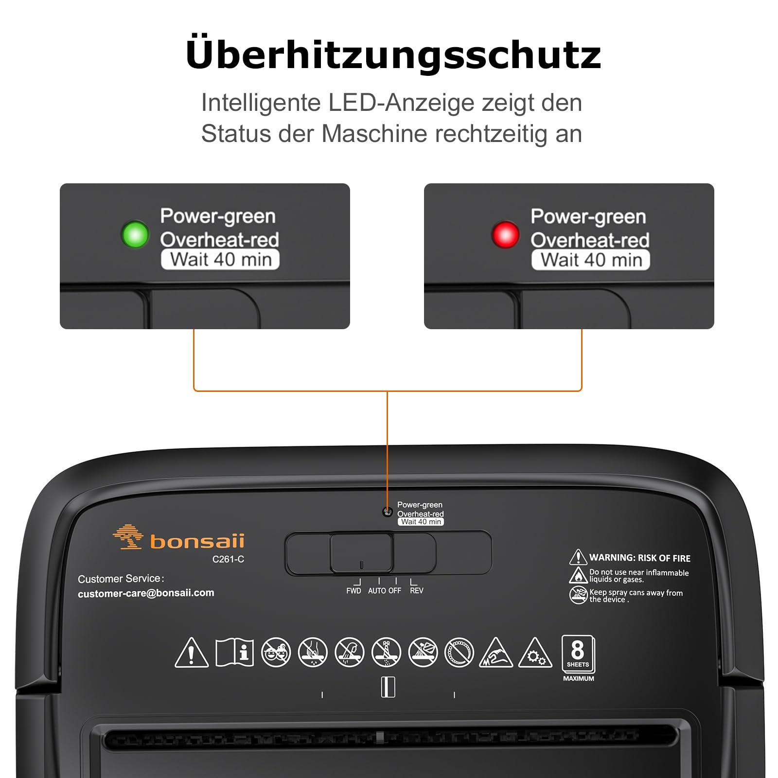 Bonsaii Aktenvernichter 8 Blatt + 12 Ölpapierblätter Set, Papierschredder mit Sicherheitsstufe P-4, Kreuzschnitt 5x14mm, 16L Auffangbehälter, Überhitzungsschutz, inkl. Wartungsölpapier für Home-Office