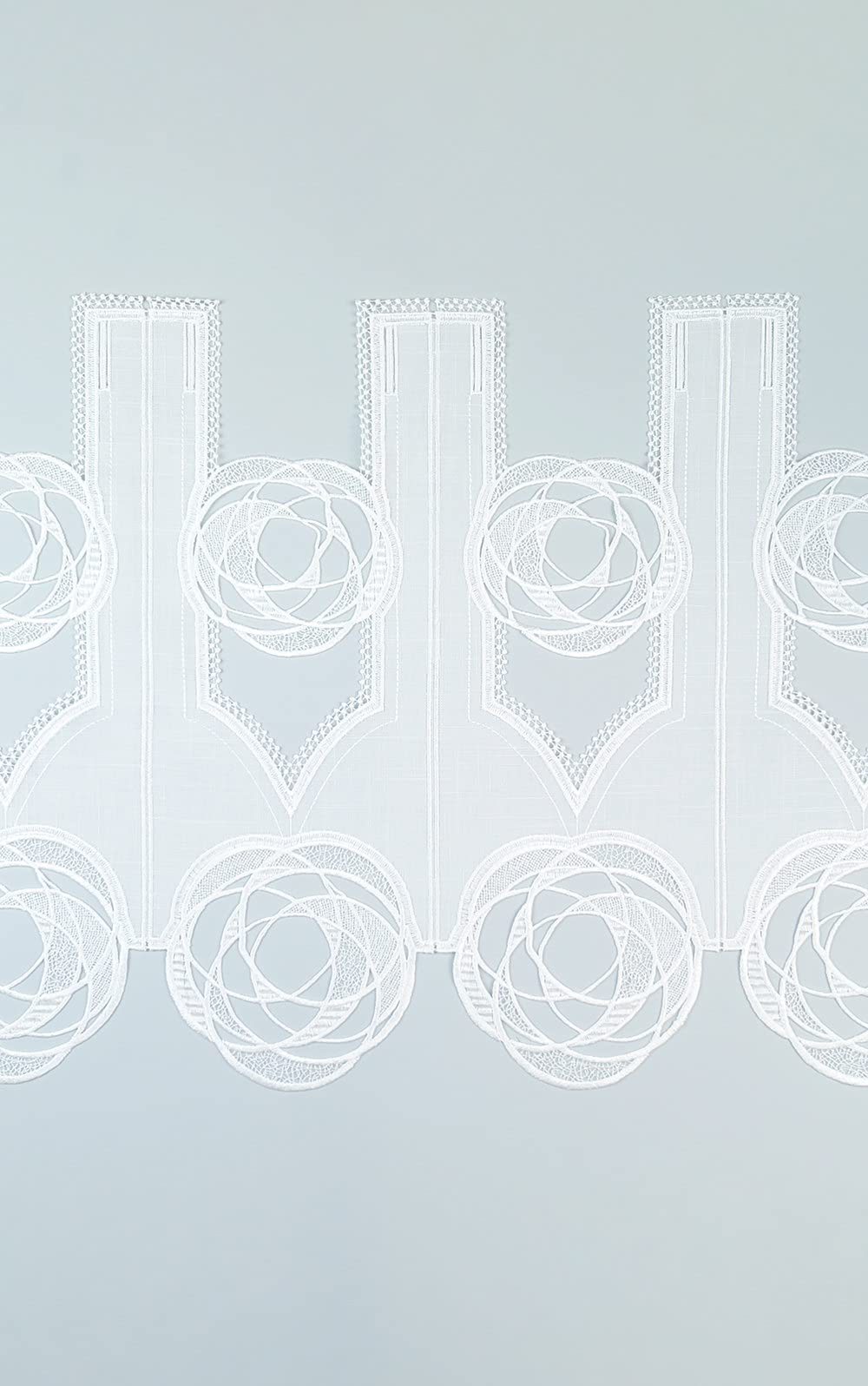Plauener Spitze Scheibengardine Circles (Bx H) 80cm * 42cm weiß