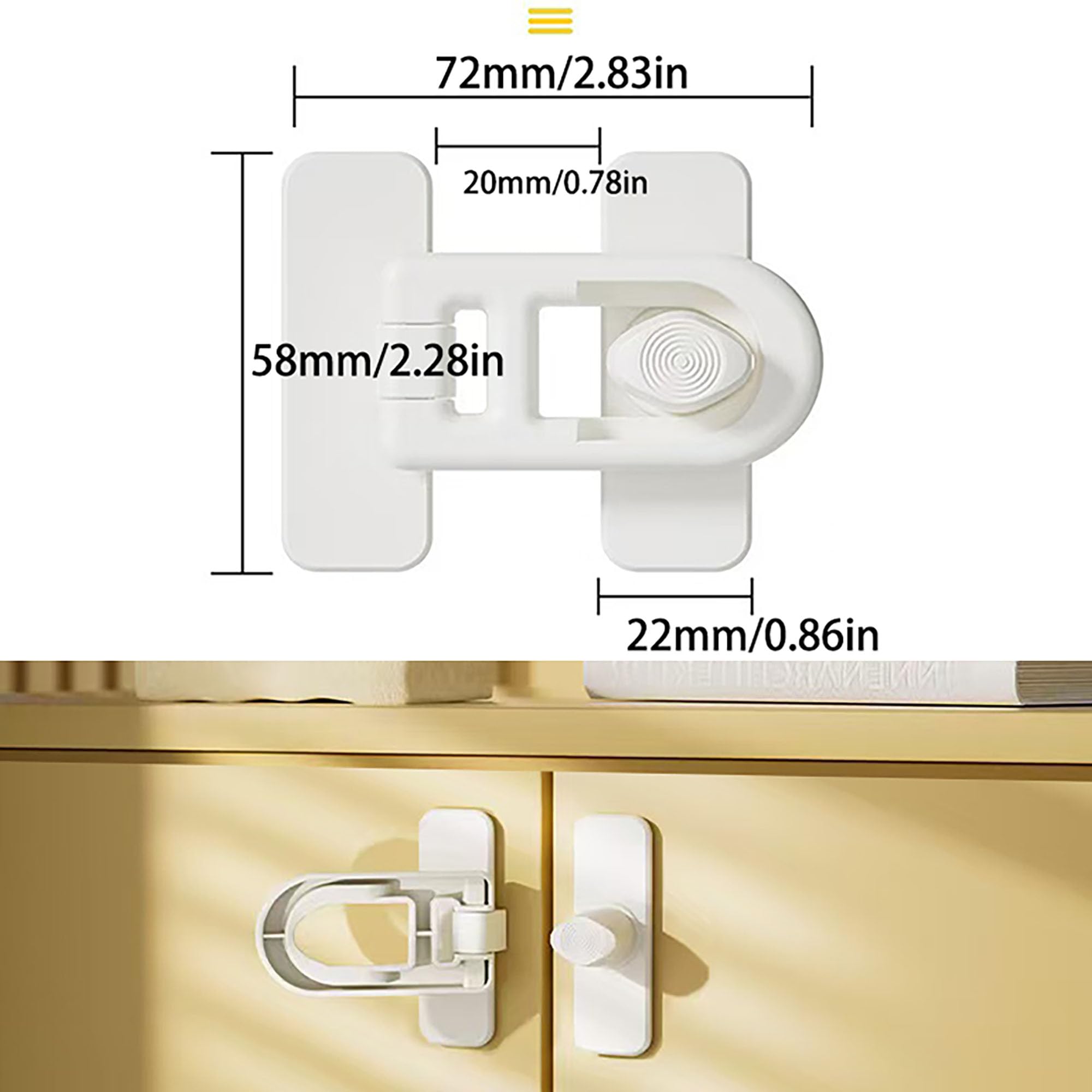 4 Pack Serrure de porte de réfrigérateur de sécurité enfant，pour réfrigérateurs, congélateurs et armoires,utilisant un adhésif 3M-Aucun Outil ou Perceuse Nécessaire(Blanc)