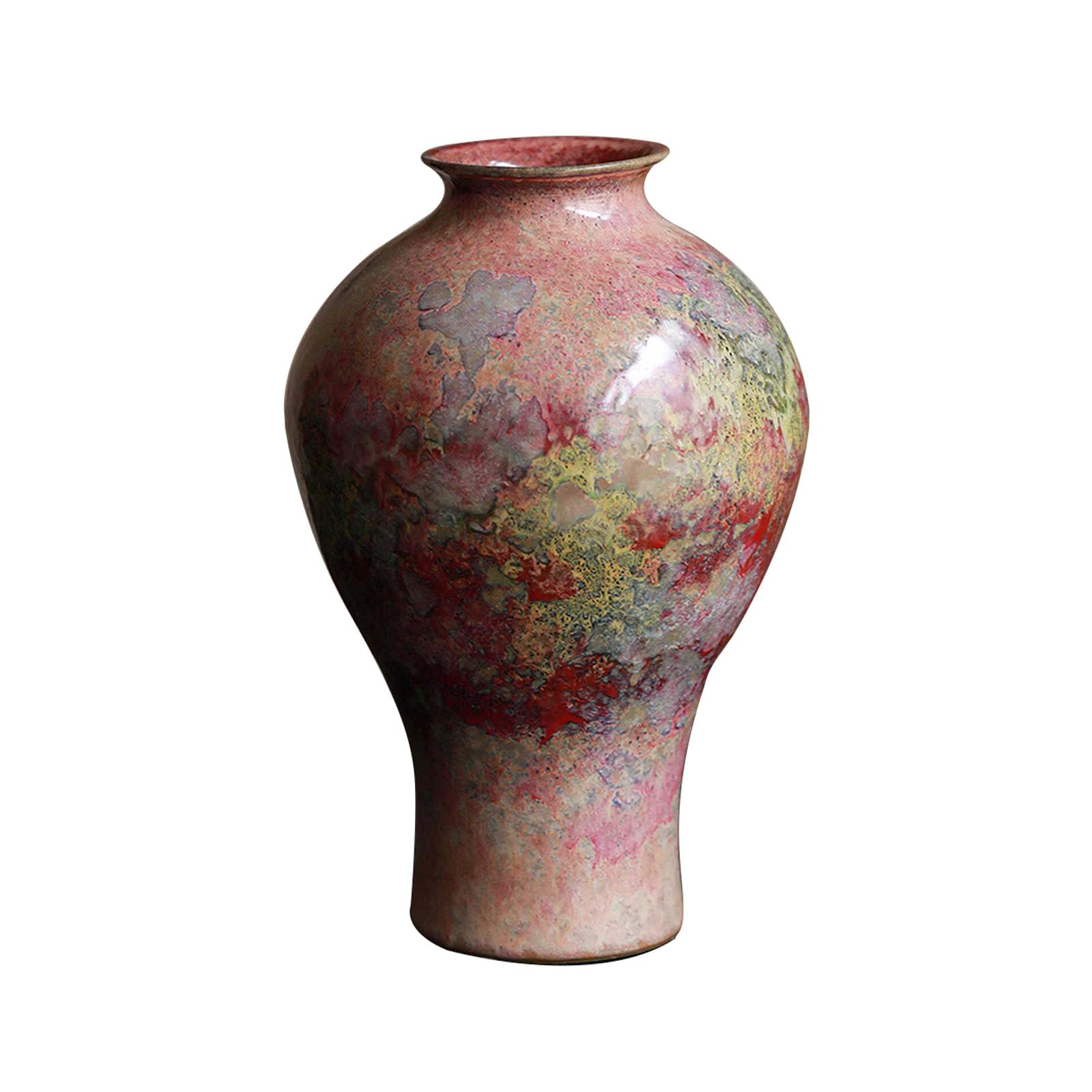 Nzzkoides Pink B Painted Ceramic Vase, Modern Art Vase, Ornament For Living Room, Dining Table Centerpiece, Bedroom, Office, Special Shape, Pink(Size:18 * 18 * 28Cm,Color:pink B)