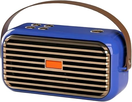Retro Bluetooth Speaker Vintage 16 Watt Mini Portable Wireless Speaker Old Fashion Style Support USB/TF Card/AUX/FM Radio for Bedroom Outdoor Party Birthday Gift Blue