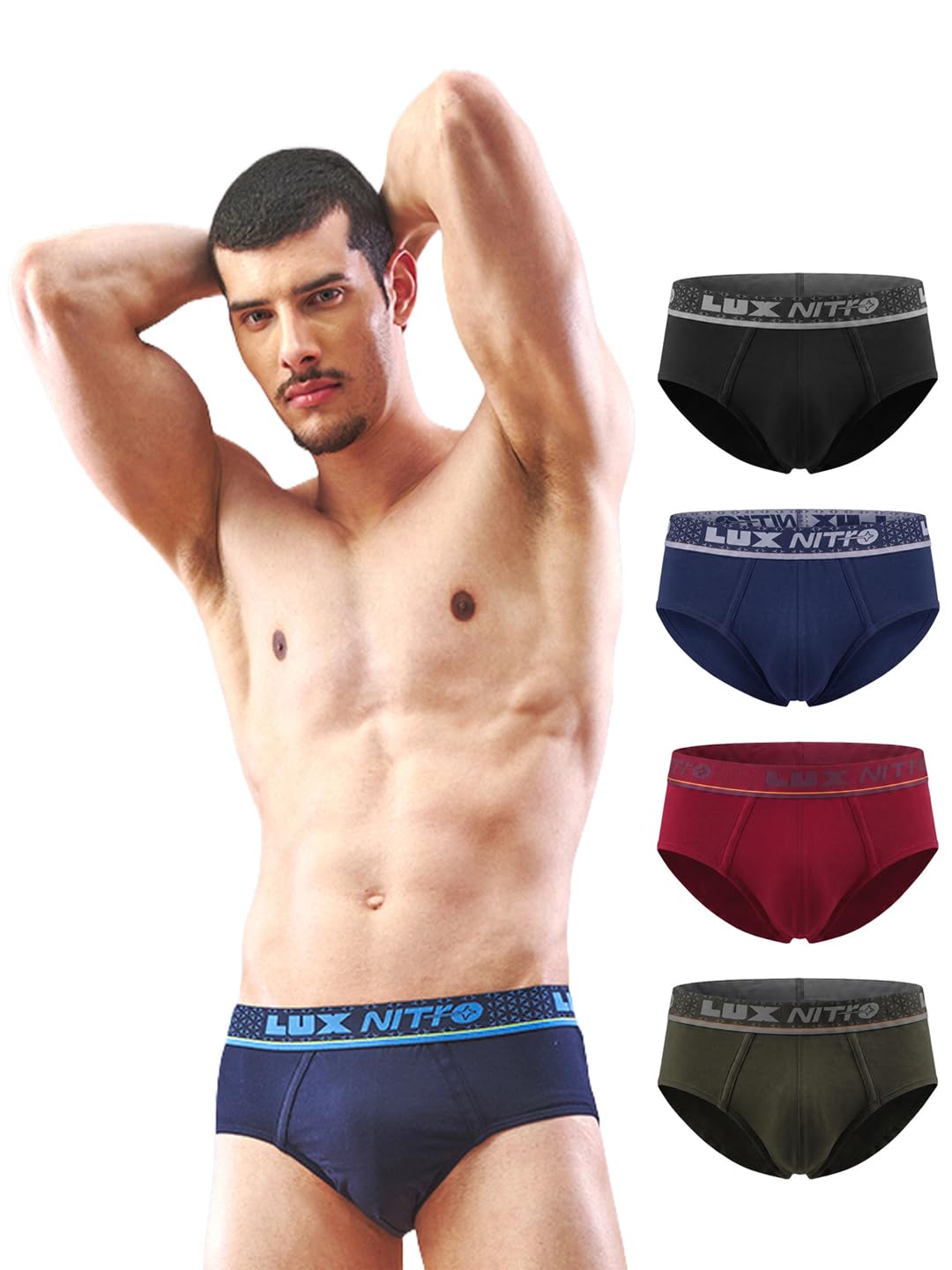 lux nitro Men's Brief | 100% Combed Cotton | Super Soft Outer Waistband | Breathable & Everyday Comfort (Pack of 5)-picture-24