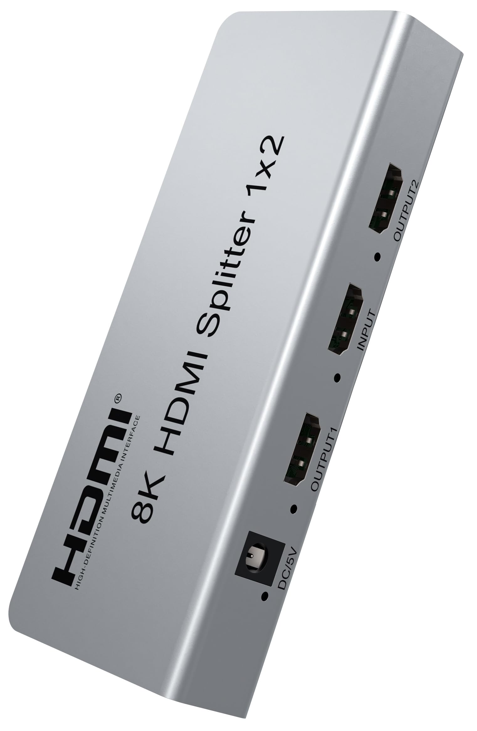 PremiumCord Splitter HDMI 1-2, Video 8K 4320p 60Hz, 4K 2160p 120Hz, Full HD 1080p, HDMI 2.1, 40Gbps, HDR10, Dolby TrueHD, Cec, Piccolo Alloggiamento In Metallo, Argento