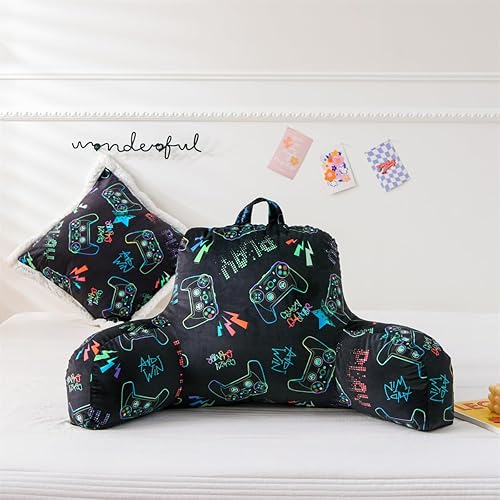 Holawakaka Almohada de lectura con brazos, almohada de felpa con estampado de jugadores, para niños, adolescentes, chiquitas, sentadas en la cama,