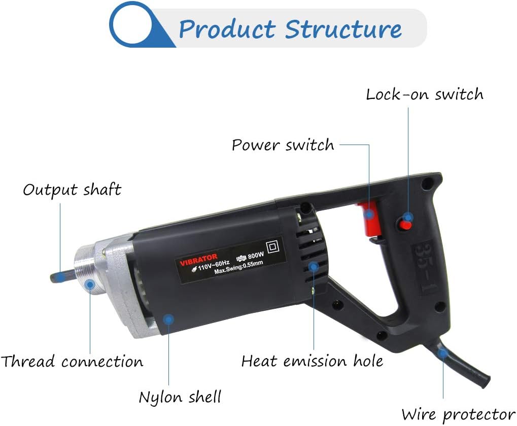 Onе-Dау Sаlе: Uр tо 40% оƒƒ YJINGRUI Hand Held Concrete Vibrator 5ft 110V Electric Concrete Vibrating Shaft Rod 3000 Vibrations Per Minute 800W Onе-Dау Sаlе: Uр tо 40% оƒƒ YJINGRUI Hand Held Concrete Vibrator 5ft 110V Electric Concrete Vibrating Shaft Rod 3000 Vibrations Per Minute 800W