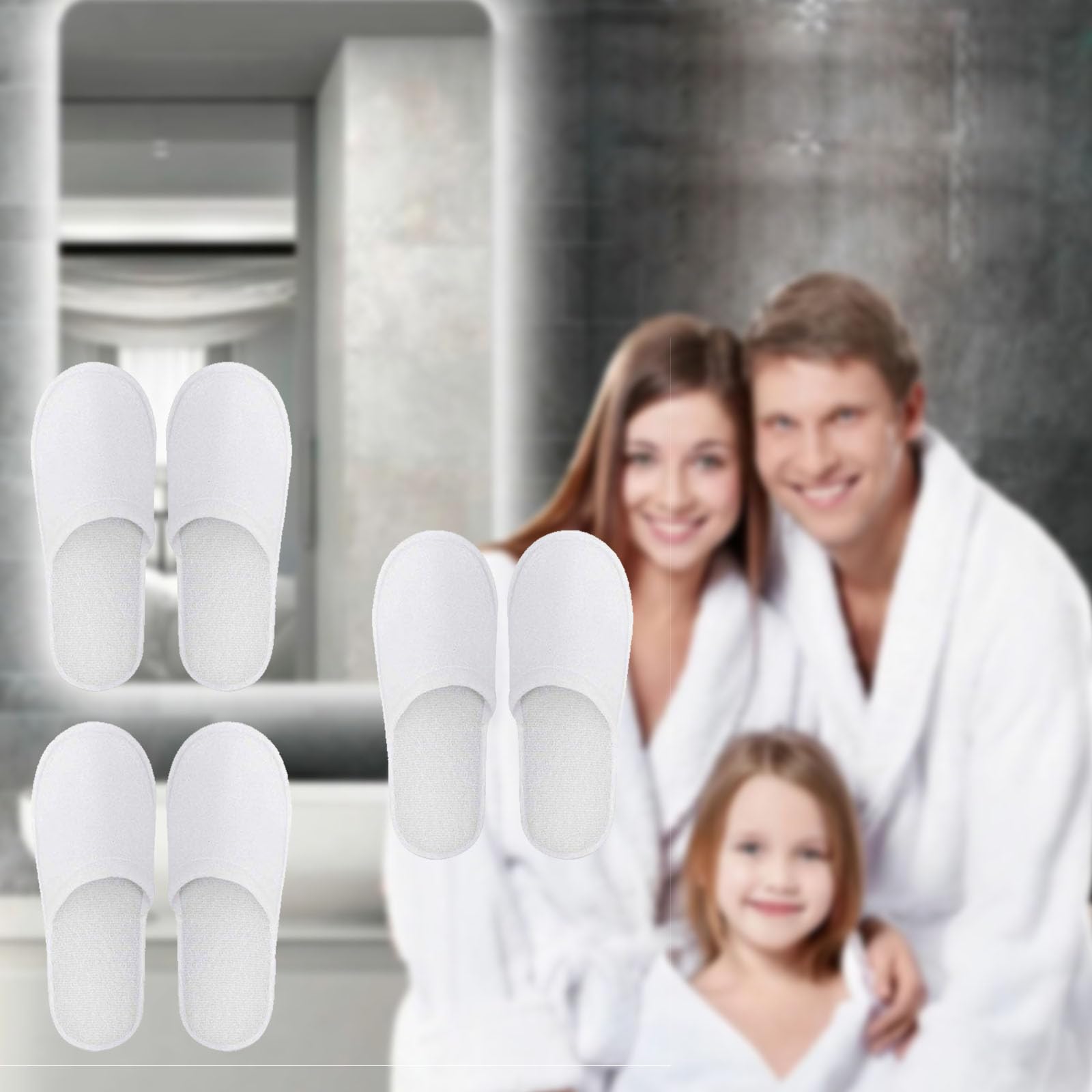 Pantofole Hotel, Pantofole Chiuse Hotel, 3 Paia Pantofole Usa E Getta Ospiti Antiscivolo, Pantofole d'albergo, Ciabatte Monouso Ospiti, Pantofole SPA, Ciabatte Sposa Bianco(Taglia Eu 37-43, Bianco)