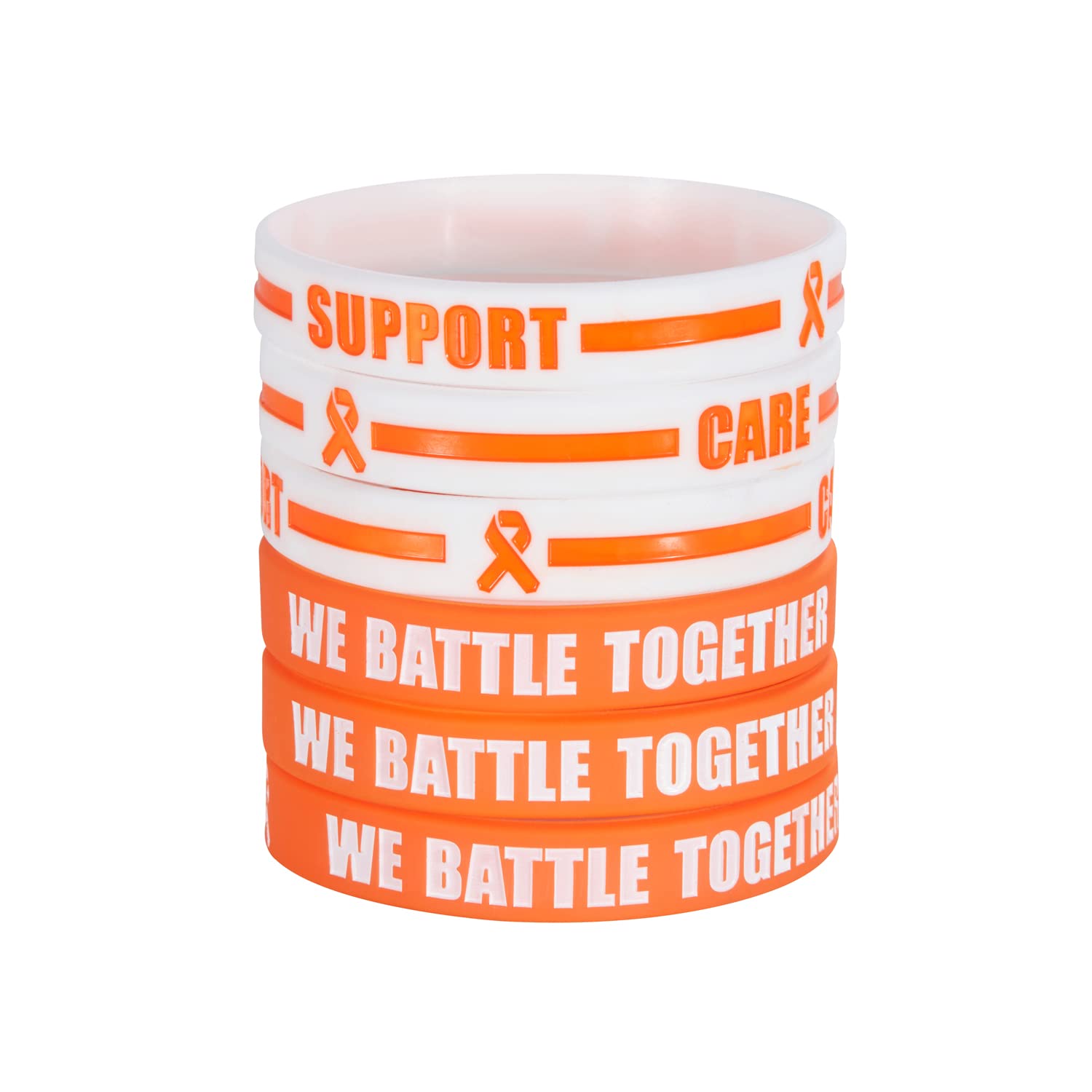 BRANDWINLITE Silicone Cancer & Cause Awareness Bracelets with Saying We Battle Together, Ribbon Icon with Saying Care and Support,Gift for Patients, Survivors, Family and Friends