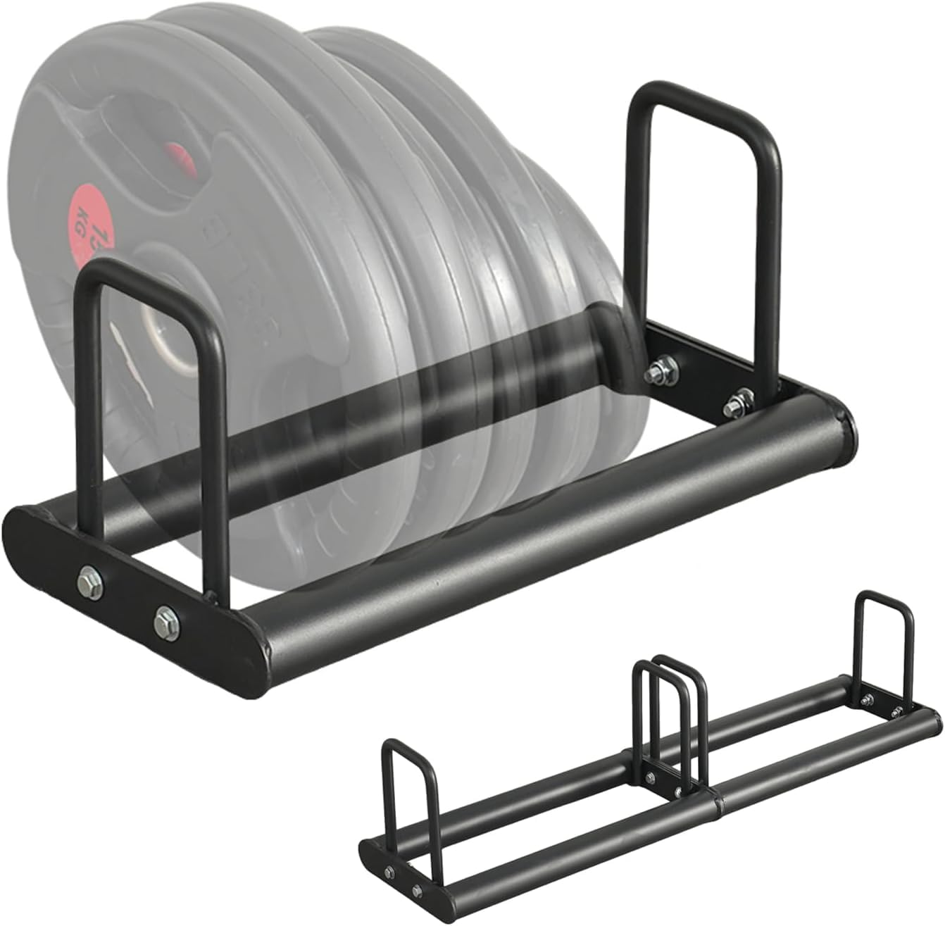 Olympic Weight Plate Storage Rack, 2-Inch Plate Holder, Extensible Design with Threaded Connection, Black Steel, 81x84 cm (Weight Plate Rack)-image-14
