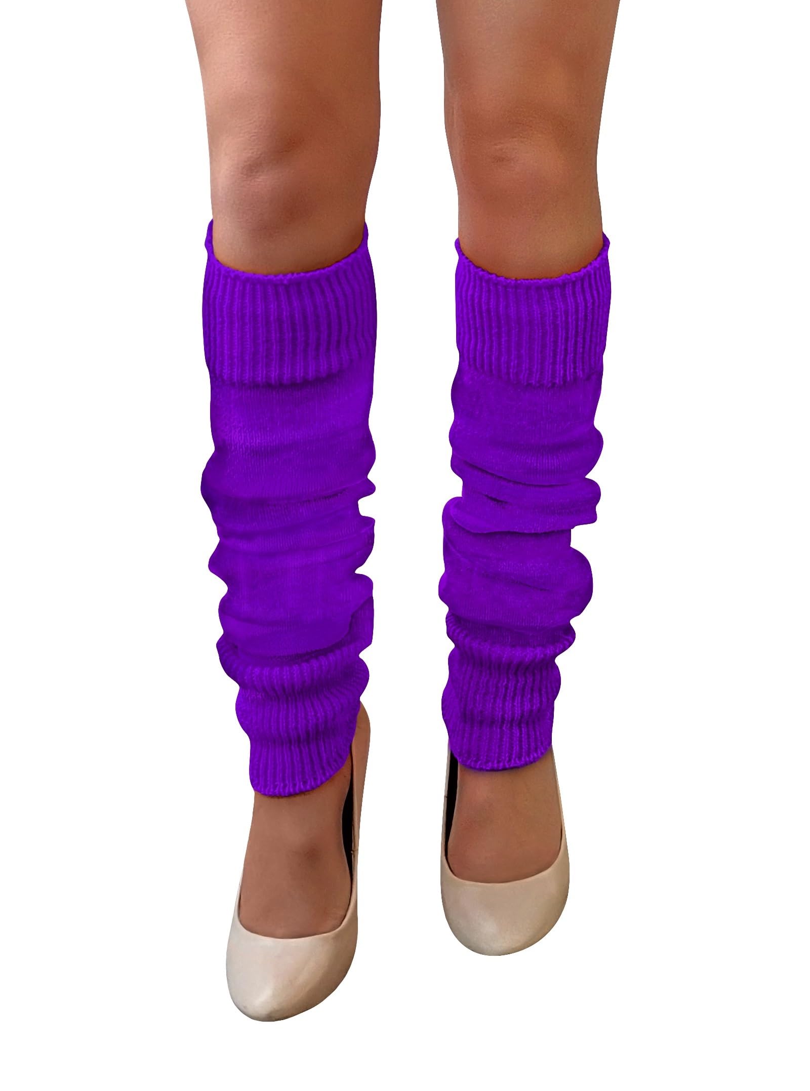 NuJake Leg Warmers In Assorted Colours 1980s Luxurious Girls Cosplay Legwarmer (Purple)