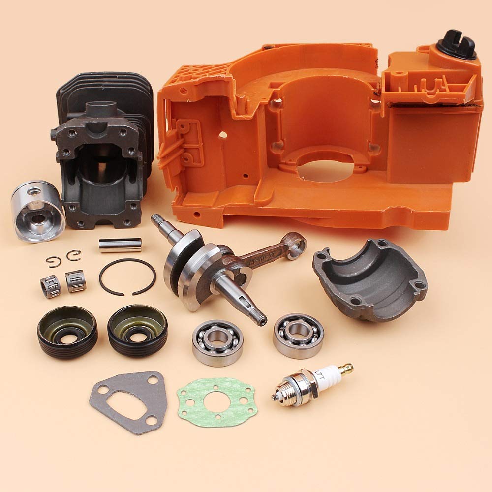Tiempo Beixi Sello de Aceite del cigüeñal Cilindro de pistón Crancase Pan Juego de cojinete Compatible con Husqvarna 137 142 Motosierra Motor Motor de Piezas de Repuesto