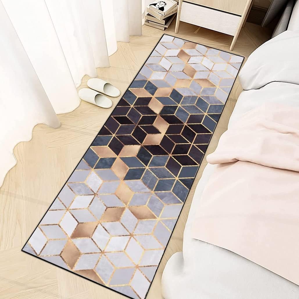 Runner Rugs for Hallway Gray 2'X3' Geometric Non-Slip Washable Kitchen Long Carpet, Indoor Corridor Short Pile Entrance Decor Mat