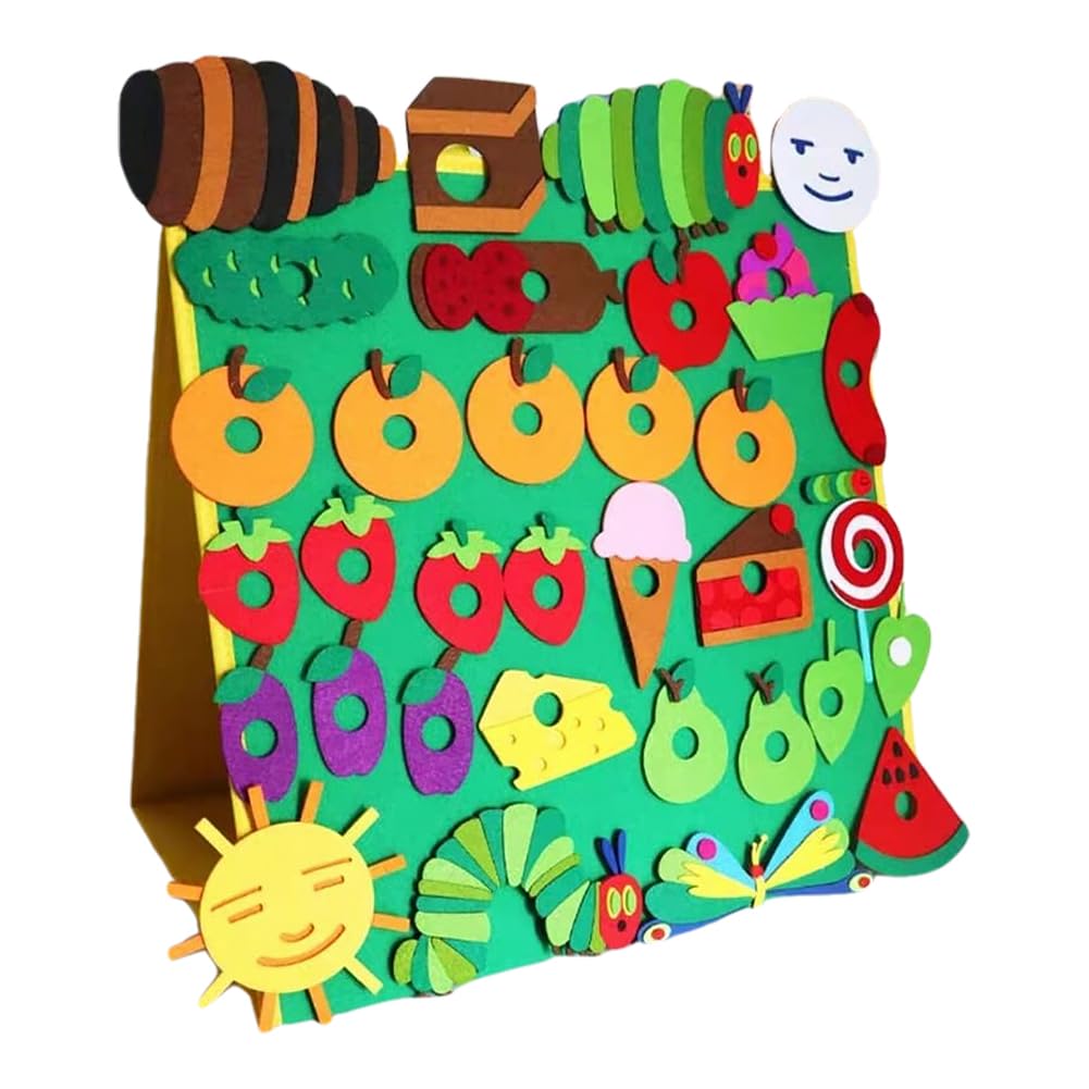 AVZYARDY Hungry Toy English Picture Books Teaching Aids Felt Interactive Teaching Preschool Arts and Crafts