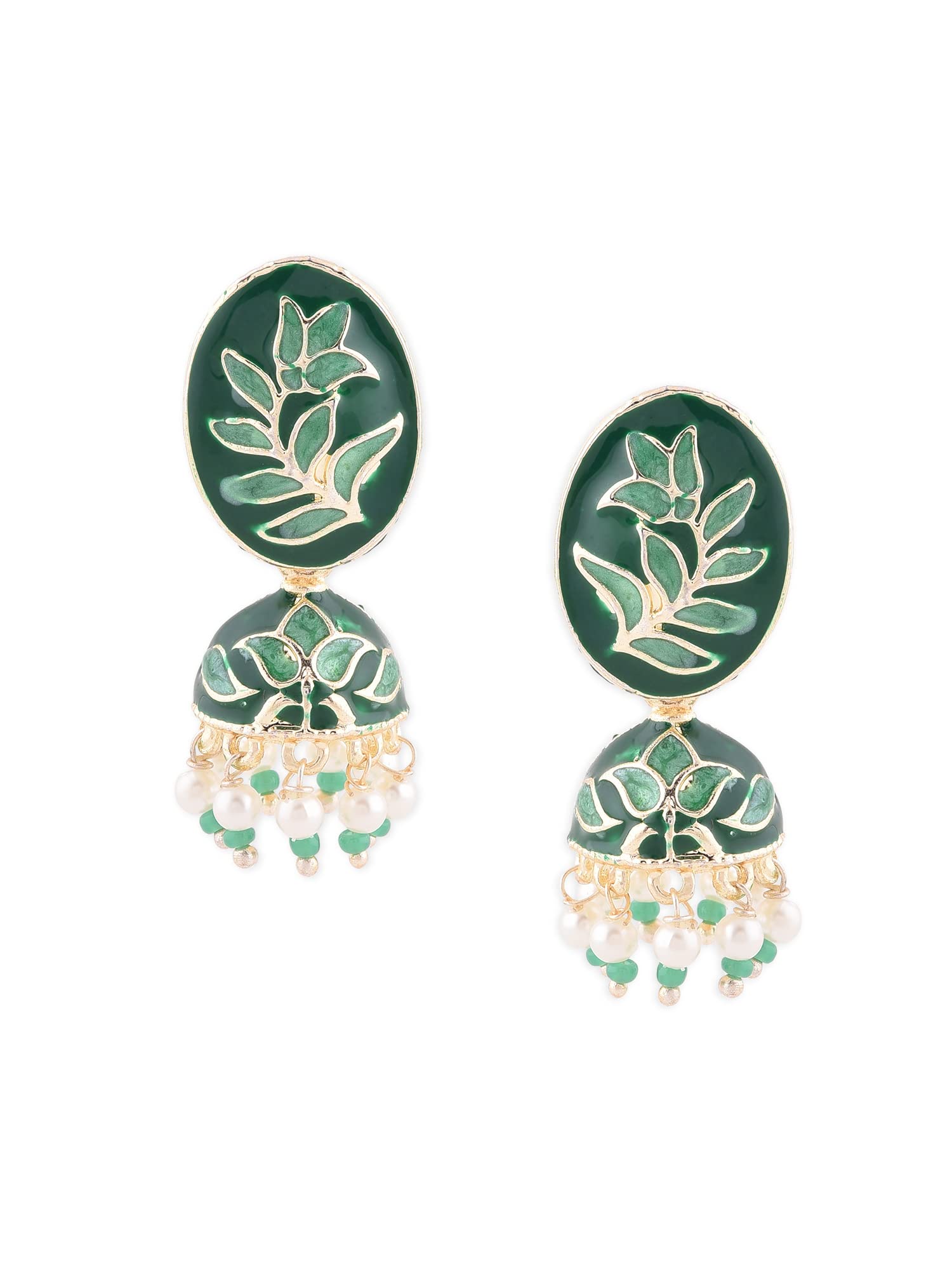 Zaveri Pearls Green Meenakari Traditional Jhumki Earring For Women-ZPFK14378 (B0B6P2S9LJ) Amazon Price History, Amazon Price Tracker