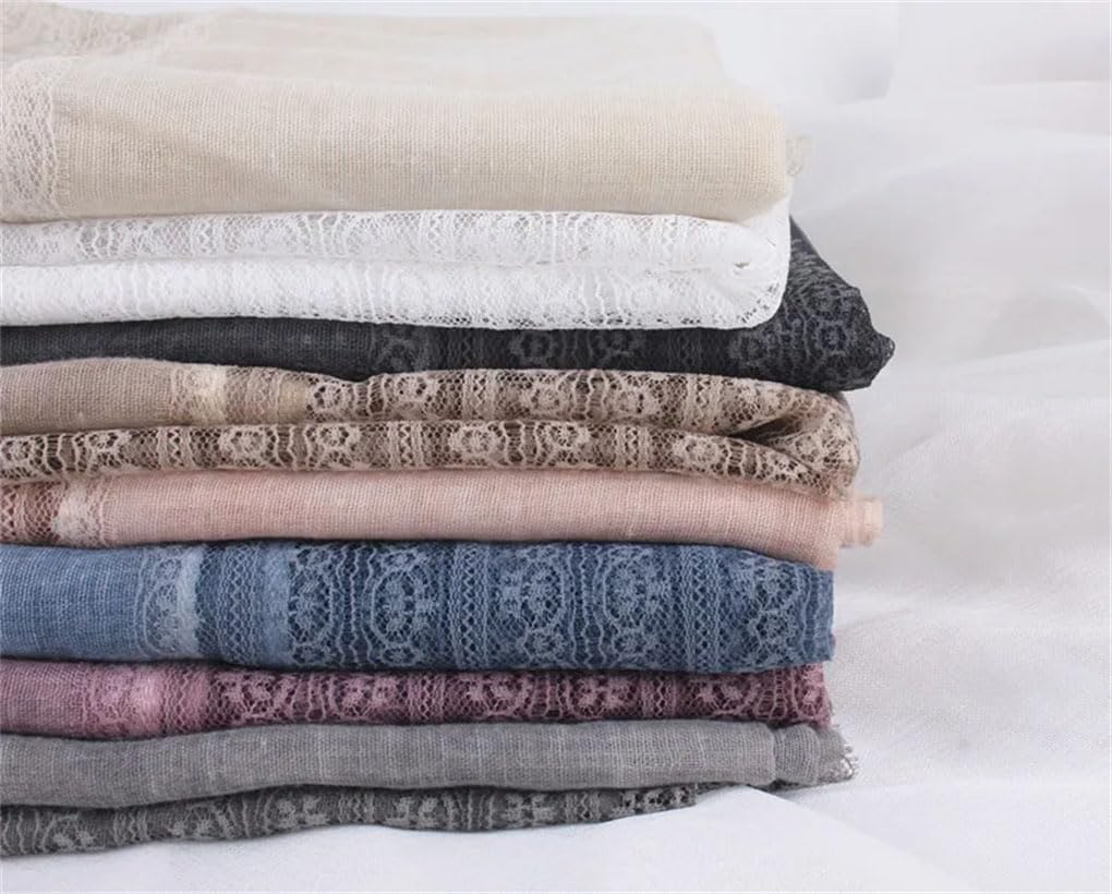 Foulard long en dentelle pour femme - Solide et chaud - 90 x 190 cm
