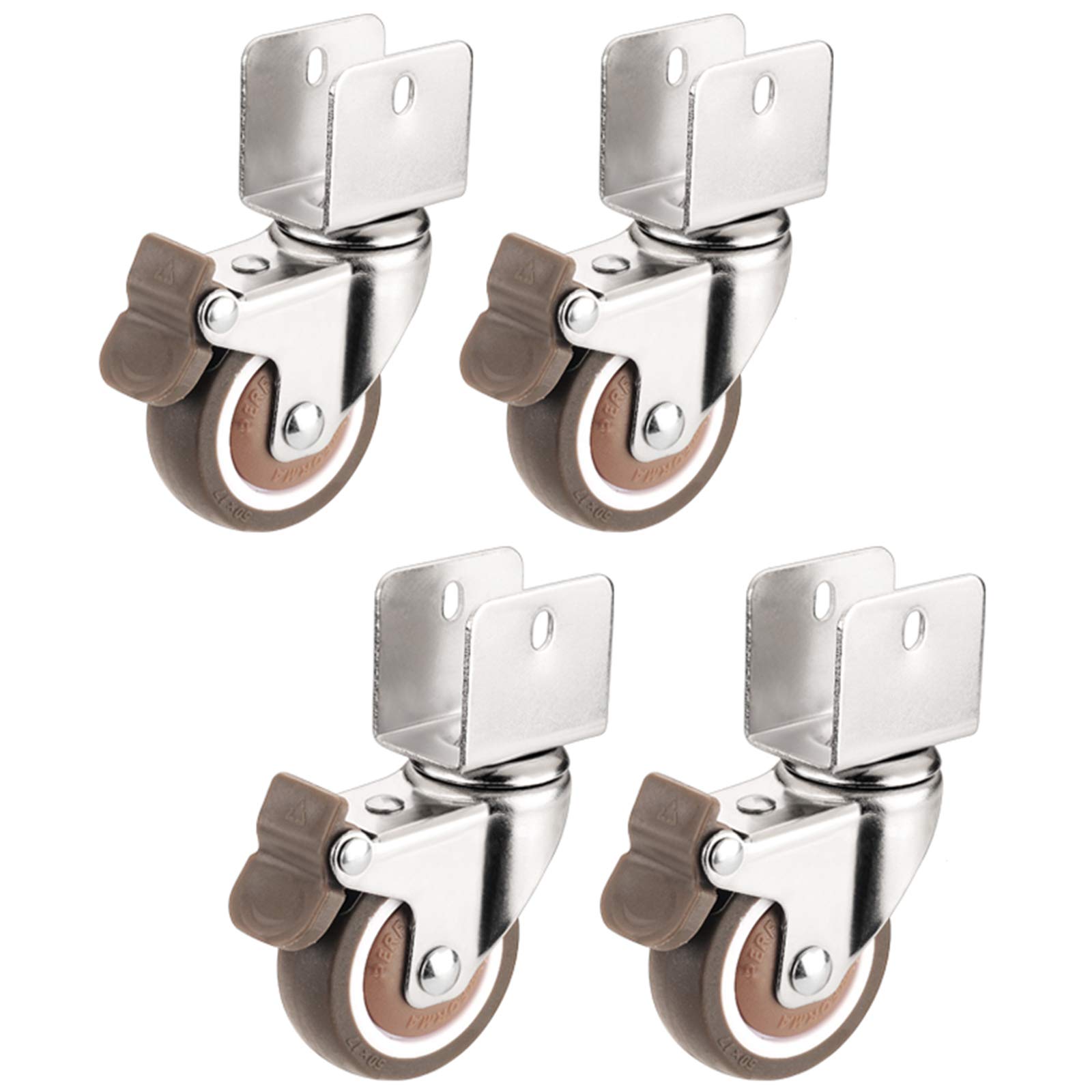 Roulettes pivotantes avec frein 50 mm en caoutchouc pour meuble