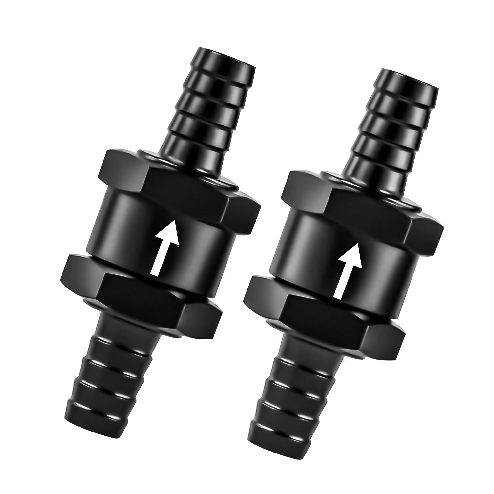 Clapet anti-retour de carburant en alliage d'aluminium noir de 1,6 cm x2