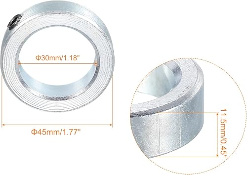 Miniatura 38 de MECCANIXITY Collar de eje de 1-3/8 pulgadas de diámetro de acero al carbono chapado en zinc, juego de collares de sujeción estilo tornillo, tono