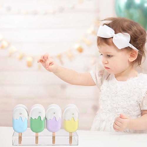Miniatura 5 de Gejoy 2 piezas de soporte de acrílico para tartas, soporte reutilizable para tartas, soporte transparente para paletas y 100 palitos de helado de