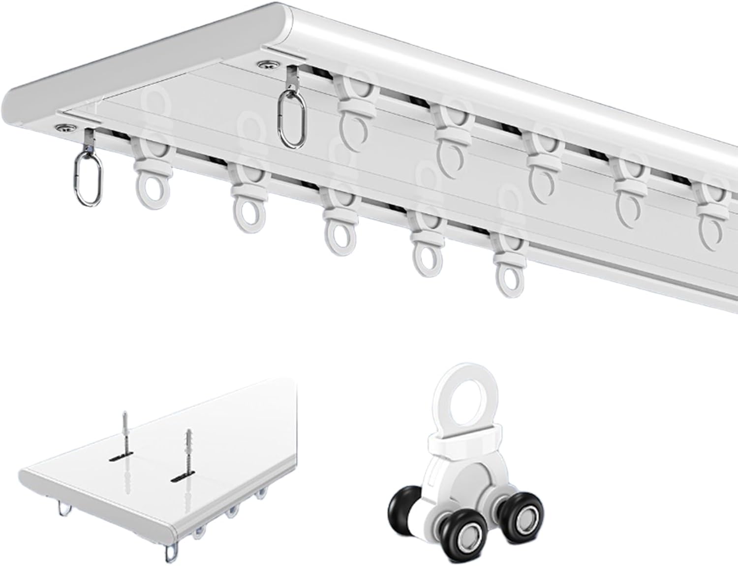 Double Curtain Rail Track System Aluminum Ceiling Set 70-600CM(135CM (4.4FT))