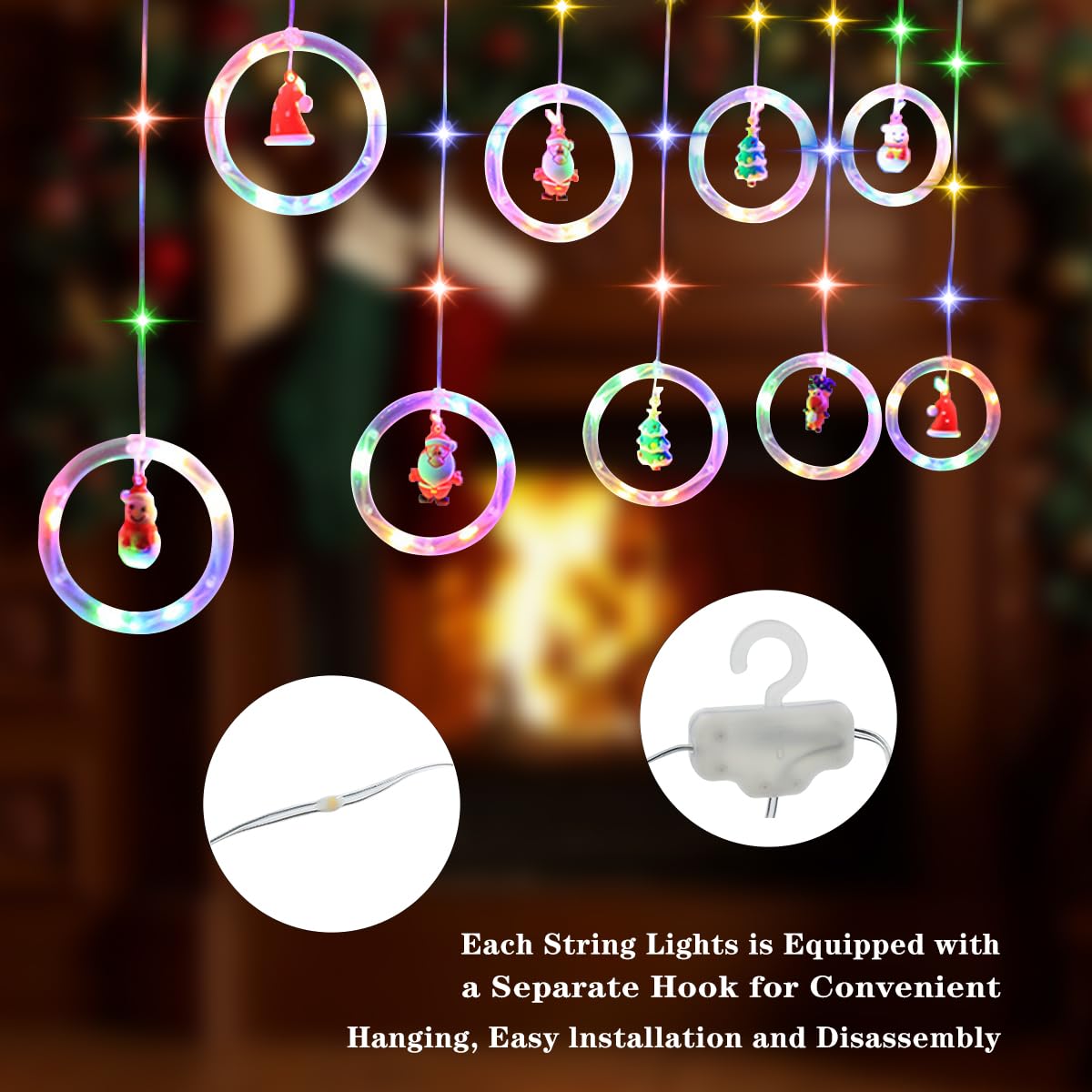 Focefec Christmas Window Lights, Xmas Curtain Fairy Light 3mx0.6m - Image 4