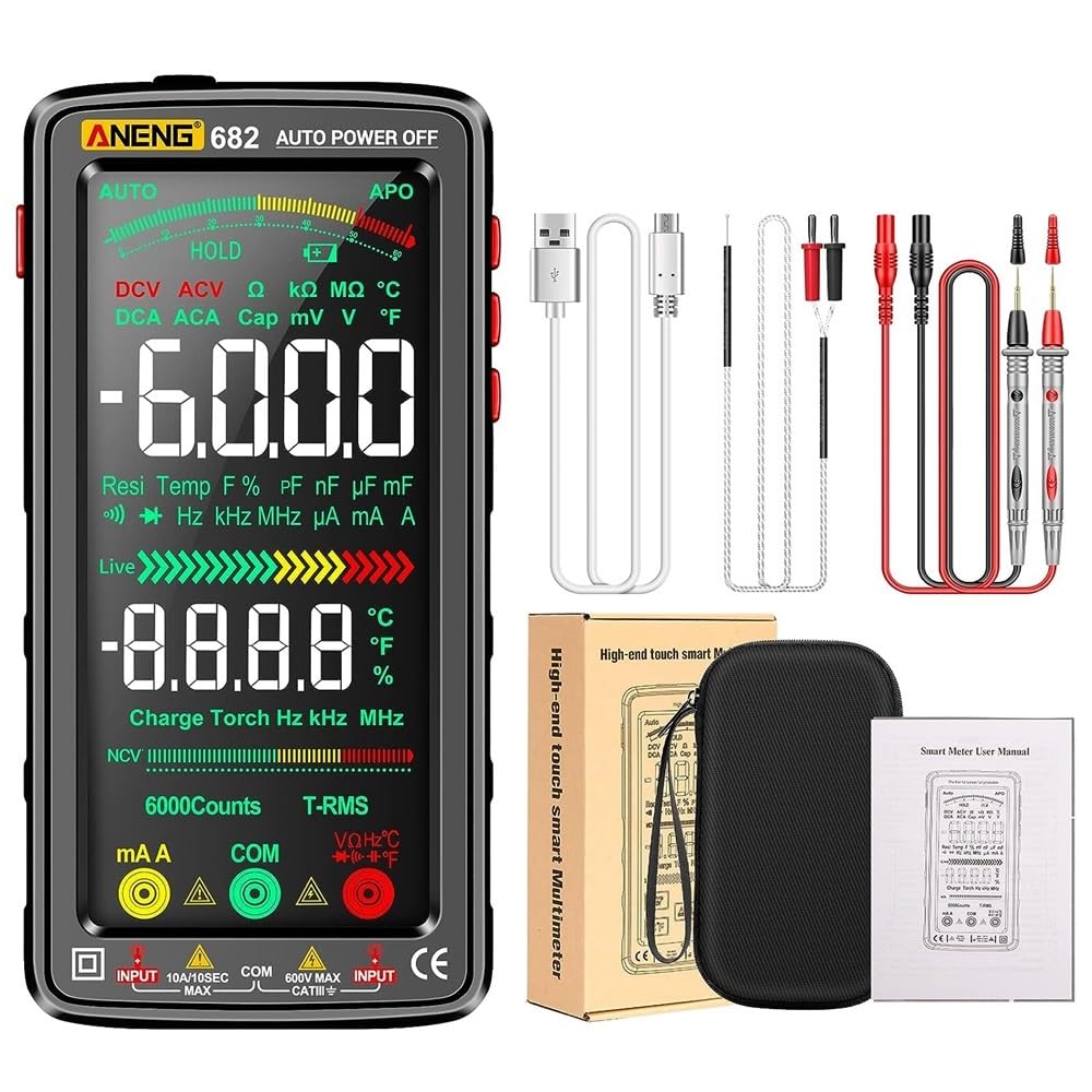 Conta Multimetro digitale LCD di grandi dimensioni Misuratore universale ricaricabile intelligente anti-scottatura VA Tester NCV con schermo inverso con torcia for tensione, corrente, resistenza, capa