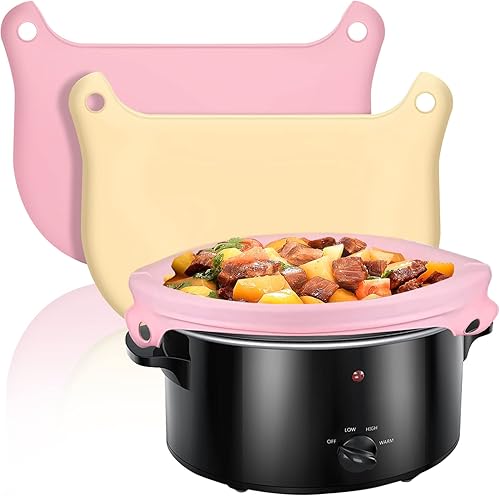 Paquete de 2 forros de silicona para olla de cocción lenta de 6 a 8 cuartos de galón, a prueba de fugas y fáciles de limpiar, para olla ovalada o