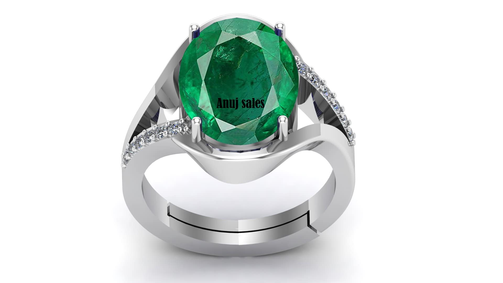 Certified Natural AA++ Quality 14.55 Carat - 15.00 Ratti Zambian Emerald Panna Silver Plated Astrological Purpose Adjustable Ring for Women's and Men's(Lab - Certified)-image-39