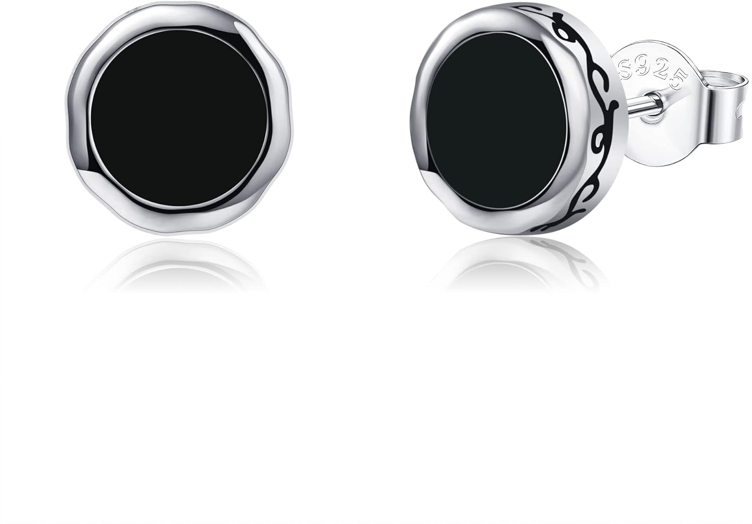 YAFEINI Black Onyx Stud Earrings Sterling Silver Tree of Life Runes Stud Earrings Jewerly Gifts for Women Men