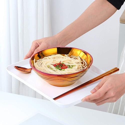 Miniatura 5 de Buy THINGS! Buy THINGS - Tazón para sopa de fideos ramen, 2 juegos de doble capa de acero inoxidable 188 (8 pulgadas), con cuchara y palillos a