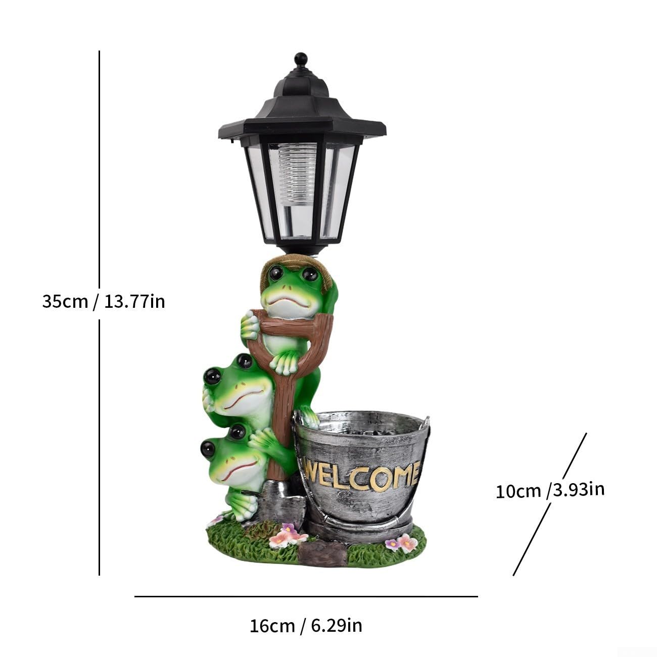 Vaso da fiori a forma di animale solare in resina impermeabile per esterni, ornamento da giardino con luce a LED per decorazione patio 32 cm (