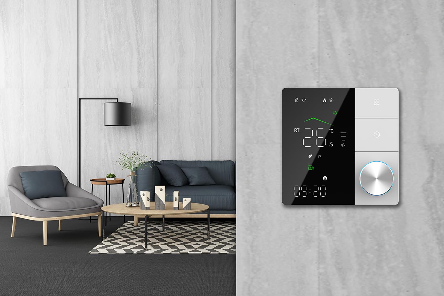 Smart WiFi Knob Thermostat Programmierbarer Temperaturregler Tuya Smart Life APP Fernbedienung, für Wasser Fußbodenheizung kompatibel mit Alexa Google Home