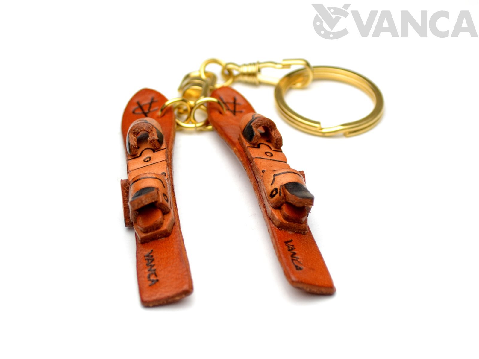VANCA CRAFT Skis Sports 3D Leather Keychain - Handmade Genuine Leather Collectible Keyring Charm, Made In Japan - View #13