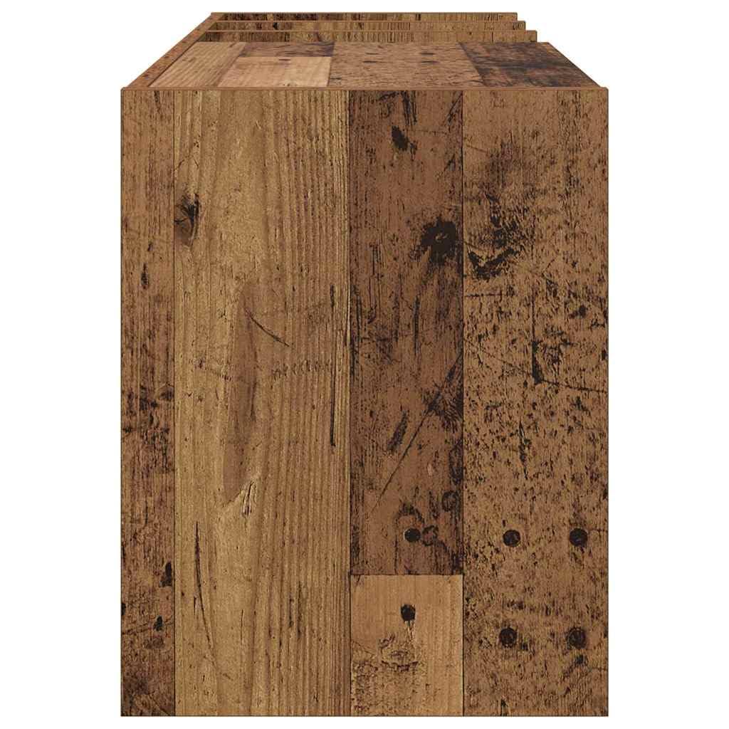 Armadio per dischi in legno anticato, 78,5 x 35 x 45 cm, con 6 ripiani, scaffale versatile per vinile, CD, DVD, HiFi, mobili multimediali, soggiorno, salvaspazio e robusto