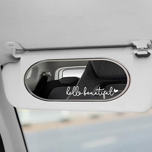 Vista 6 de 3 calcomanías con texto “Hello Beautiful” para espejo retrovisor, decoración de vinilo, accesorios para regalar para el auto, decoración para mujer