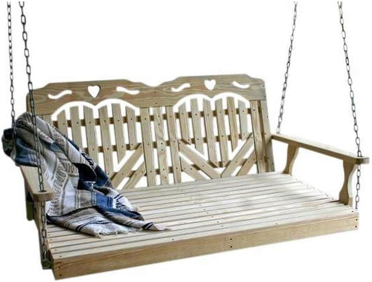 60 in. Treated Pine Heartback with Hearts Swingbed