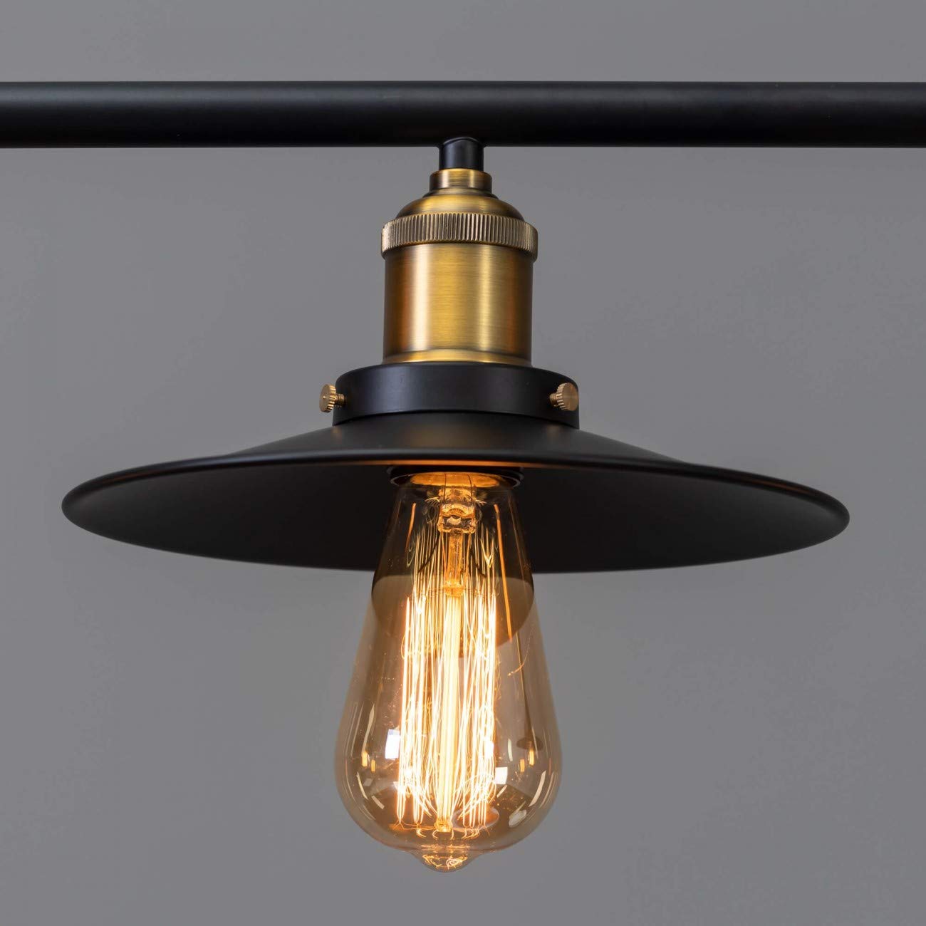 KOSILUM - Lampada industriale a sospensione, tripla piatto, luce bianca calda, illuminazione soggiorno, camera da letto, cucina, corridoio, 3 x 60 W, E27, IP20