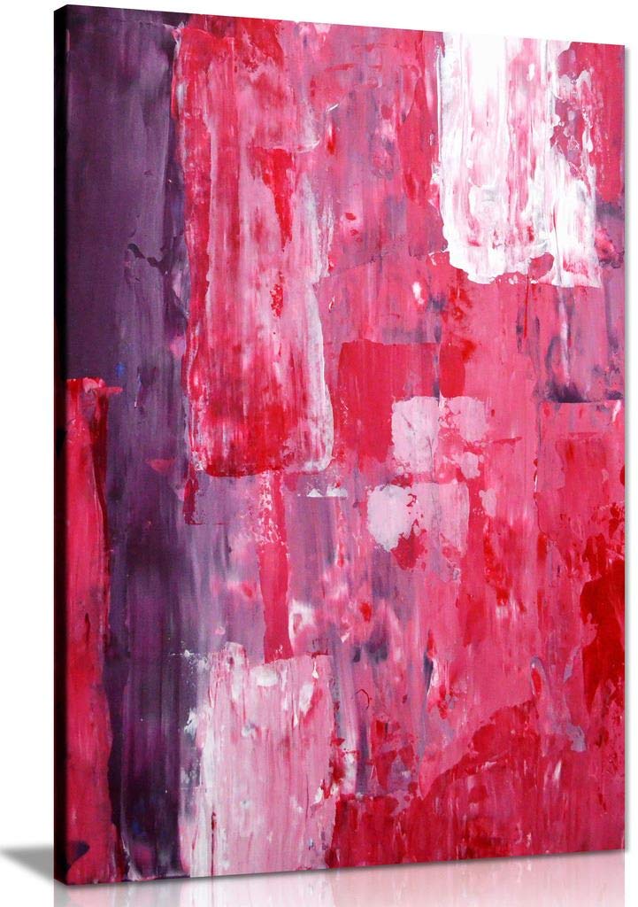 Panther Print Red Pink Purple Abstract Art Painting Canvas Wall Art Picture Print (24X16)