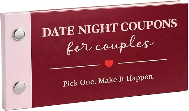 Date Night Coupons for Couples, Romantic Valentine Gift with 20 Fun Date Night Ideas & 9 Blank Coupons, Cute Love Coupon Book for Him or Her, Valentine Gift for Him