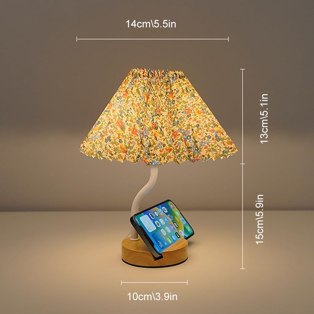 Mała lampa stołowa plisowany klosz kwiatowe lampki nocne na szafkę nocną Home Deco oświetlenie na biurko drewno Vintage Retro lampka nocna rustykalna lampa stołowa do sypialni biuro salon wejście